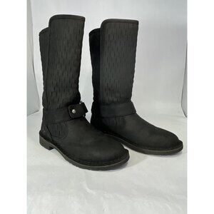 Ugg Shani women’s boots size 5 black mid calf Leather Buckle & Textured Design.